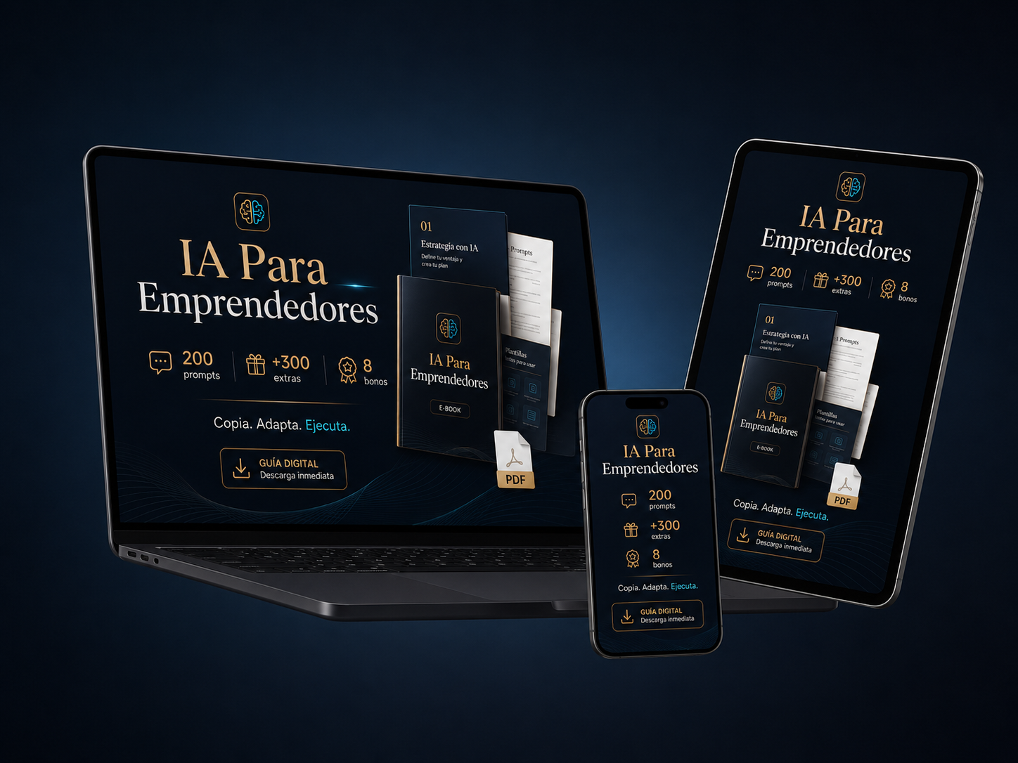 Mockup premium del Kit Profesional de IA para Emprendedores